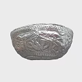 Silver Carved Wine Bottle And Glass With Intricate Patterns Design