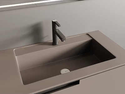 Modern Bathroom Sink Design With Matte Countertop And Black Faucet 3d model