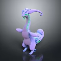 Purple Fantasy Dragon Character With Green Patterns And Mythical Creature Design 3d model