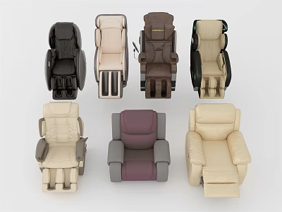 Various Design Massage Chairs in Different Colors with Ergonomic Features and Modern Style 3d model