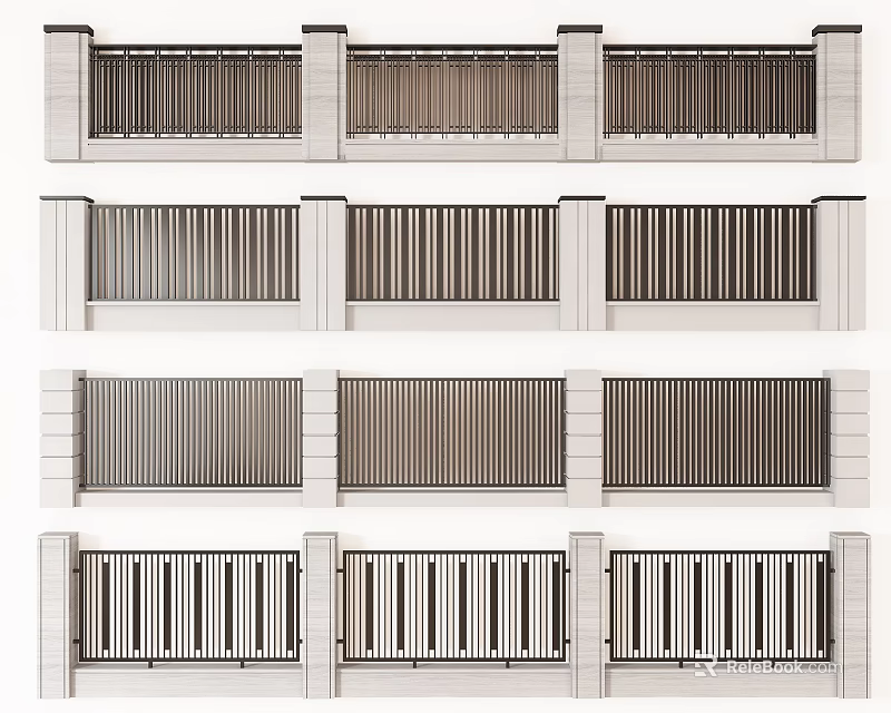 Variety Of Modern Fence Designs For Outdoor Use 3d model 