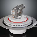 Modern Smart Machine With Rotating Red Ring And Mechanical Platform Structure