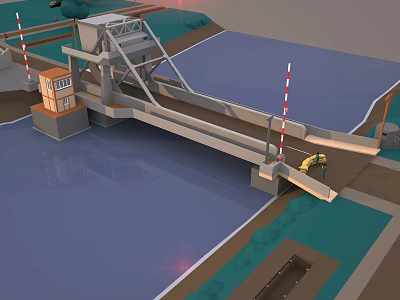 Modern Cartoon Scene Cartoon War World War II capture Pegasus Bridge 3d model
