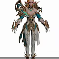 Elegant Fantasy Elf Character With Blonde Hair White Leggings And Ornate Green Gold Outfit