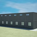 Two Story Container Office Building With Balcony Stairs And Large Windows
