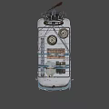 Vintage Blue And White Tracked Vehicle With Roof Cargo Wheels And Gear
