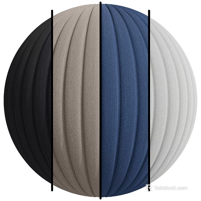 Textured Decorative Spheres In Black Beige Blue And Light Gray With Striped Design 3d model 