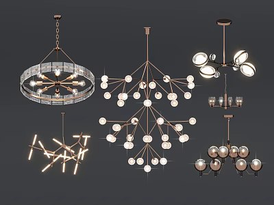 Modern Chandeliers With Various Designs Glass Balls And Metal Frames For Home Decor 3d model