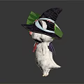 Three Adorable White Animals With Red Noses Wearing Colorful Decorative Hats