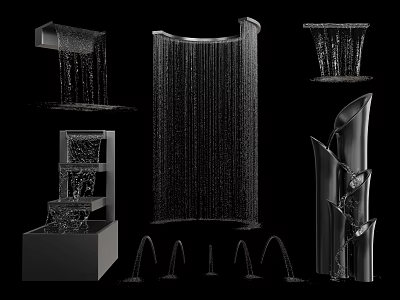 modern fountain running water curtain waterfall 3d model