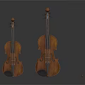 Two Wooden Violins With Matching Bows As Elegant Household Items