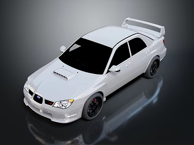 White Sports Sedan With Front Air Intake Rear Spoiler And Black Alloy Wheels 3d model
