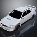 White Sports Sedan With Front Air Intake Rear Spoiler And Black Alloy Wheels