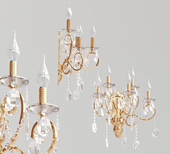 European-style chandelier metal glass wall lamp 3d model