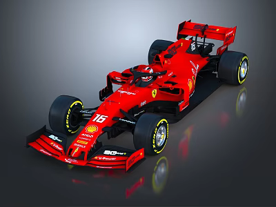 Red Ferrari F1 Racing Car With Aerodynamic Design And Reflective Surface 3d model