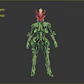 Futuristic Sci Fi Mechanical Armor 3D Model In Blue White With Gold Accents
