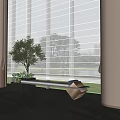 Elevator Corridor With Bright White Blinds Green Plants And Modern Bench