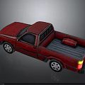 Red Classic Pickup Truck With Two Door Cab Open Bed And Red Toolbox