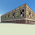 Modern Commercial Complex Exterior With Classic Architectural Elements Large Windows And Open Plaza
