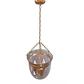 Vintage Hanging Chandelier With Gold Chain And Glass Shade For Interior Decor