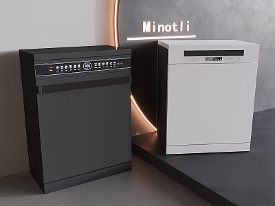 Minotli Stylish Black And White Dishwashers Modern Kitchen Appliances On 3d model