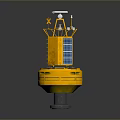 Yellow Scientific Equipment With Blue Solar Panels And Top Antennas On Black Base