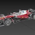 Red Formula 1 Racing Car with Shell V Power Logos and Aerodynamic Design