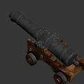 Ancient Cannon As Historical Weapon With Metal Barrel Wooden Carriage And Wheels