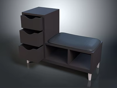 Modern Shoe Cabinet With Drawers Bench Seat And Storage Compartments 3d model