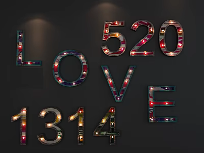 Colorful Creative Decorative LED Lights Forming Love Letters And Numbers 520 1314 3d model