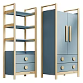 Minimalist Light Wood Frame White Wardrobe With Open Shelves And Large Capacity Storage Drawers