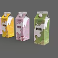 Colorful Milk Cartons With Different Decorative Designs And Vibrant Colors