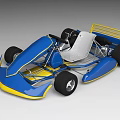 Blue and Yellow Race Car Chassis with Frame Seat and Wheels Structure