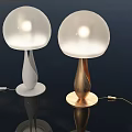 Two Modern Table Lamps With Spherical Lampshade White And Copper Base Warm Light 3d model