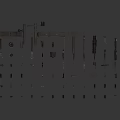 Various Black Weapon Parts Scattered on White Background