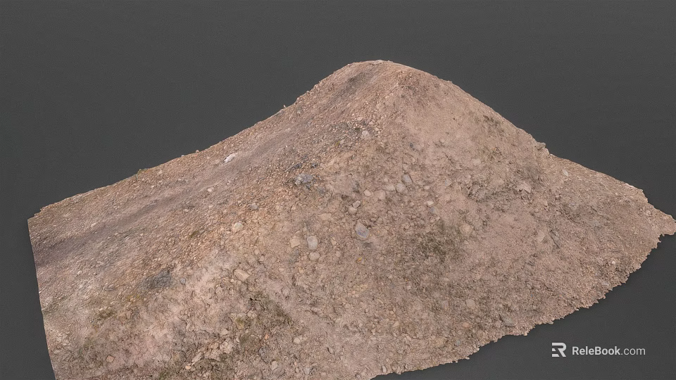 Natural Rocky Hill Terrain With Earthy Surface And Rough Texture Against Dark Background 3d model 