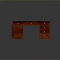 Traditional Wooden Desk With Green Leather Top And Multiple Drawers Featuring Golden Knobs
