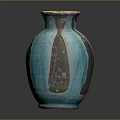 Blue Turquoise Ceramic Vase With Brown White Spots And Rounded Shape Design 3d model