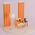 Colorful Furniture Collection Featuring Orange Chair Gray Bed And TV Stand