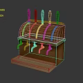 Commercial Beer Dispenser With Wooden Frame And Multiple Metal Faucets For Bars