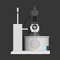 White Household Appliance With Round Top Curved Pipe Base Container And Blue Label