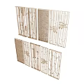 Modern Room Dividers With Various Geometric Patterns And Light Wood Grain Textures 3d model