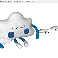 Cute Cloud Shaped Pillow With Smiling Face Closed Eyes Blue Arms And Legs
