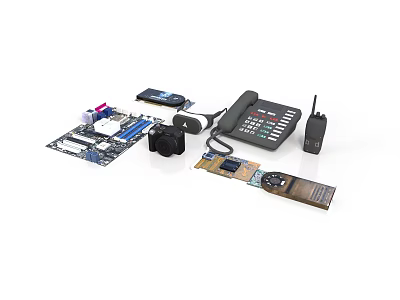 Electronic Devices And Components Including Motherboard Mobile Phone Telephone Walkie Talkie Camera And Memory Module 3d model