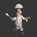 Cute Chef Kitchen Figurine Wearing White Uniform Hat Holding Spoon Decoration
