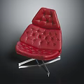 Modern Red Leather Single Accent Chair With Button Tufted Design And Chrome Legs