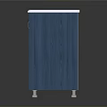 Modern Blue Cabinet With White Countertop Doors Drawers And Wheels