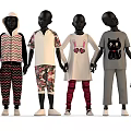 Various Stylish Clothes with Colorful Patterns and Designs Worn by Models