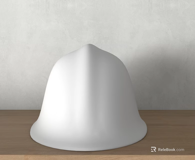 Simple White Dome Object Placed On Wooden Table Against Gray Wall 3d model