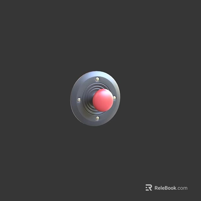Contemporary Circular Switch Panel With Red Button And Metallic Border Design 3d model 